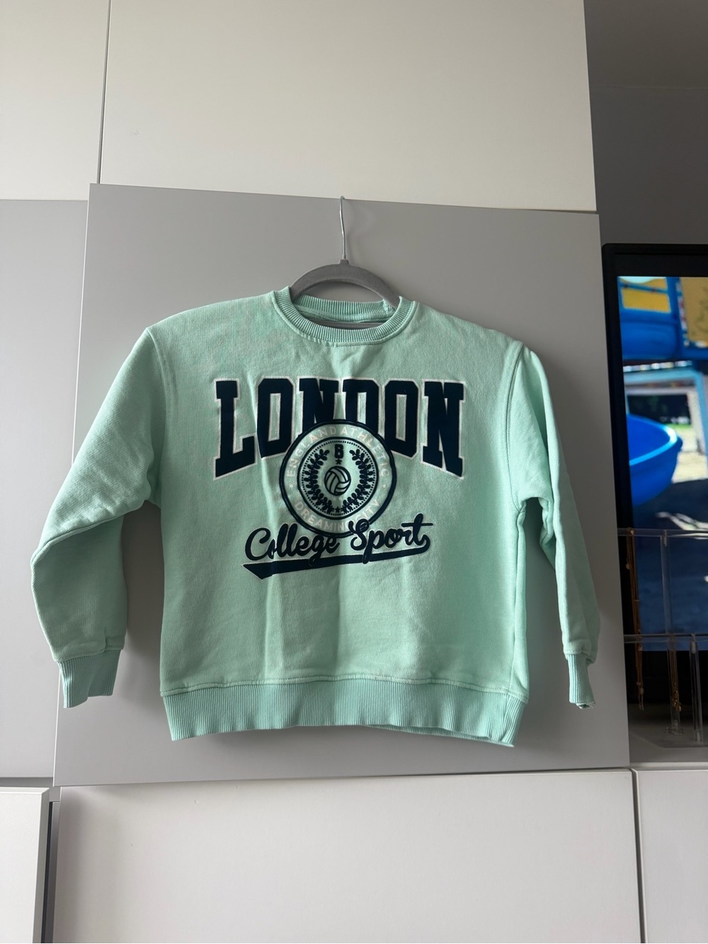 Zara Mint Green Sweatshirt with Navy London Logo